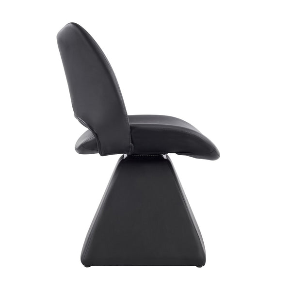 English Elm The Swivel Dining Chair with Hollow Cutout Back Faux Leather Hardwood Frame Modern Black W3612P436510