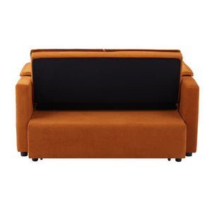 English Elm Modern Fabric Convertible Loveseat Sleeper Sofa Bed with Adjustable 3-Level Backrest, Twin Pull-Out for Small Spaces Orange W1123P283606