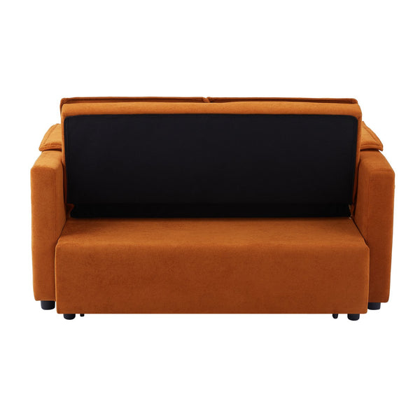 English Elm Modern Fabric Convertible Loveseat Sleeper Sofa Bed with Adjustable 3-Level Backrest, Twin Pull-Out for Small Spaces Orange W1123P283606