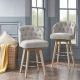 Madison Park Onyx Transitional Upholstered 360 Degree Swivel Counter Stool 26" H MP104-1181 Grey