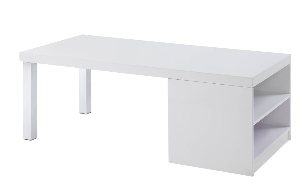 English Elm Harta Gloss White Coffee Table with Chrome Legs and Open Storage for Modern Living B2726P457131