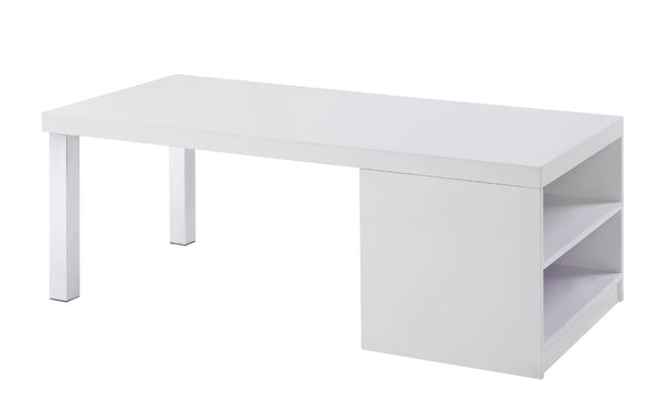 English Elm Harta Gloss White Coffee Table with Chrome Legs and Open Storage for Modern Living B2726P457131