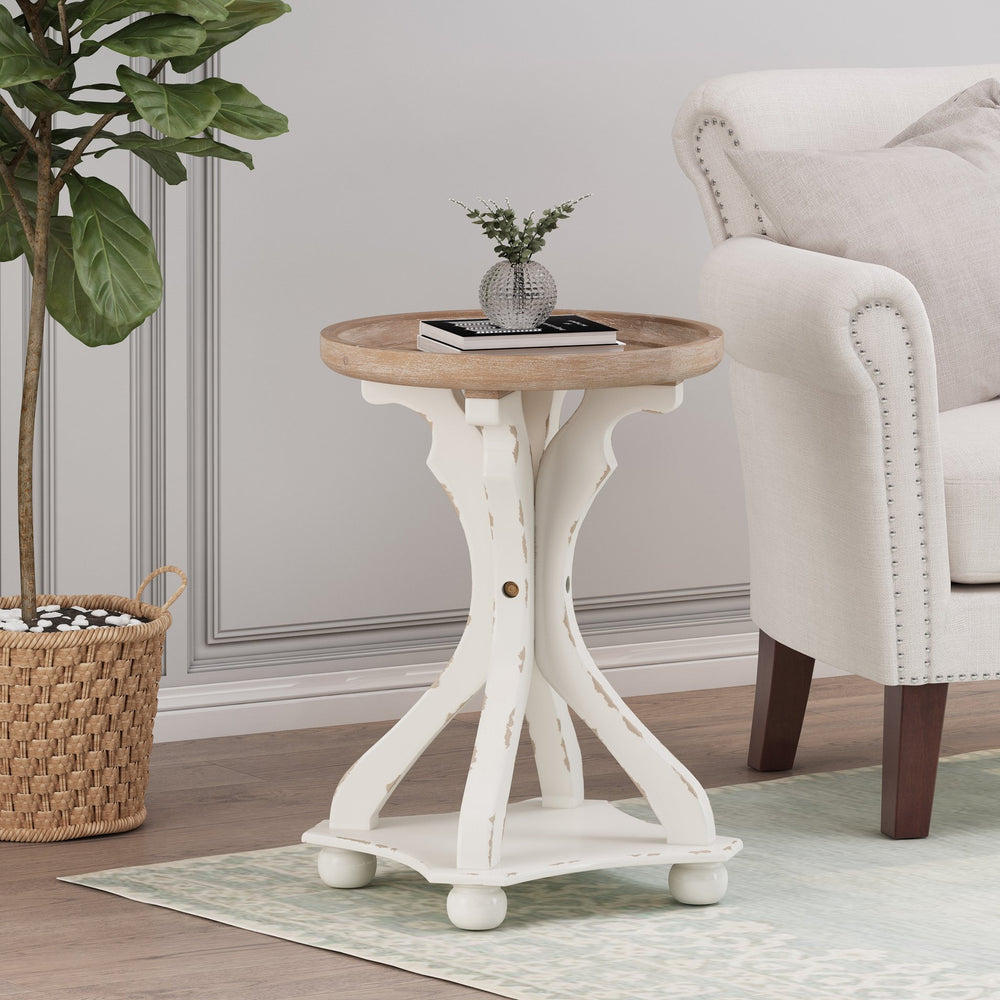 English Elm Christopher Knight Home® - End Table - French Country Charm With Lipped Round Top, Ideal Accent For Living Spaces & Entryways N771P239460Y