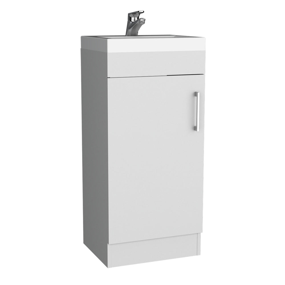 English Elm Bathroom Vanity Sink Jozz Engineered Wood White with Open Shelf & Concealed Storage, Metal Handle, Compact B092S00270