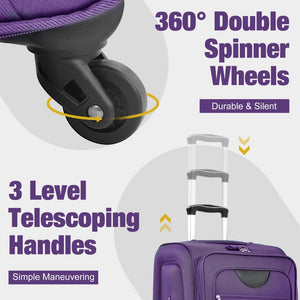 English Elm Softside Expandable Spinner Luggage Set with Tsa Lock Duffel Polyester Travel Purple N732P201004I