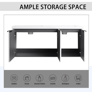 English Elm 48" Modern Wall-Mounted Bathroom Vanity With Resin Double Sink & Soft-Close Doors For Stylish Storage P2 W999S00352-GIGA