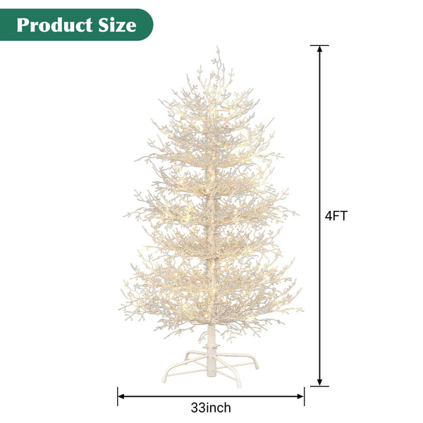 English Elm 4FT Aspen Fir Pre-Lit Artificial Christmas Tree with 280 Snow-Flocked Tips & 230 Warm White LEDs, Lightweight Hinged Frame for Home & Party Decor N704P326835A