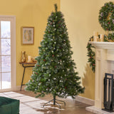 Christopher Knight Home® - Noble House - 9-foot Mixed Spruce Unlit Hinged Artificial Christmas Tree with Glitter Branches