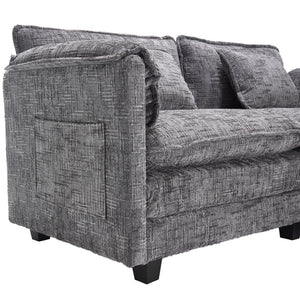 English Elm United Cozy Two-Seat Sofa With Chenille Fabric, Detachable Armrests, Footstools & Side Pockets W1568S00142-GIGA