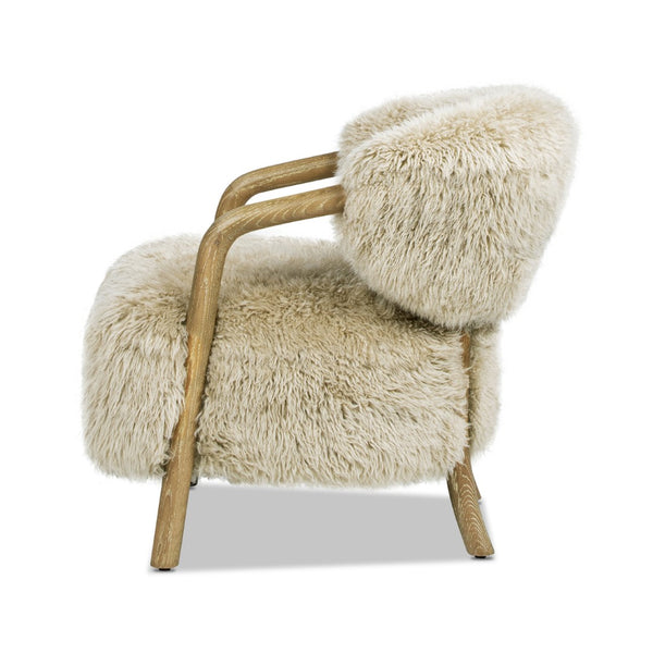 English Elm Becker Solid Oak Genuine Sheepskin Accent Armchair Rustic Farmhouse Living Room B2719P277874