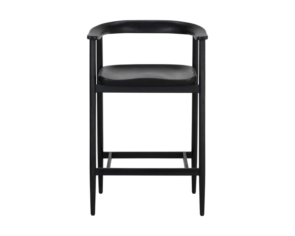 Sunpan Jeremy Counter Stool – Sleek Mid-Century Design in Acacia Wood with Unique Natural Textures and Character Black