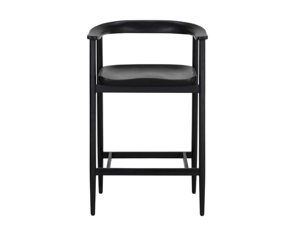 Sunpan Jeremy Counter Stool – Sleek Mid-Century Design in Acacia Wood with Unique Natural Textures and Character Black