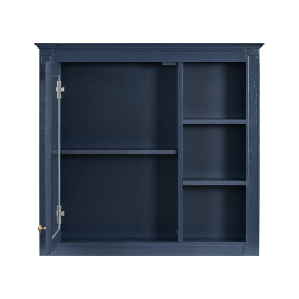 English Elm 30'' Modern Bathroom Vanity with Integrated Mirror Cabinet, Ceramic Sink, 3 Drawers & Ample Storage Blue SW000126AAC-1