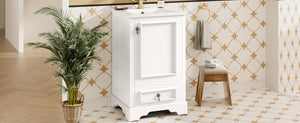 English Elm 20 Inch Bathroom Vanity with Ceramic Sink, Soft-Close Door, Adjustable Shelf, Smart Storage Organizing Design White N729P299505K