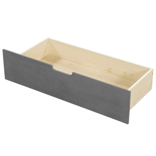 English Elm Twin Wood Daybed with 2 Drawers Rustic Guardrail in Ancient Grey — Storage Twin Bed, Pine MDF Craftsmanship, 300lb Capacity N709P179657E