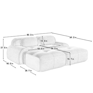 English Elm 2-seat Corduroy Modular Sectional Sofa Ergonomic Curved Design for Living Room Lounge W714S01405