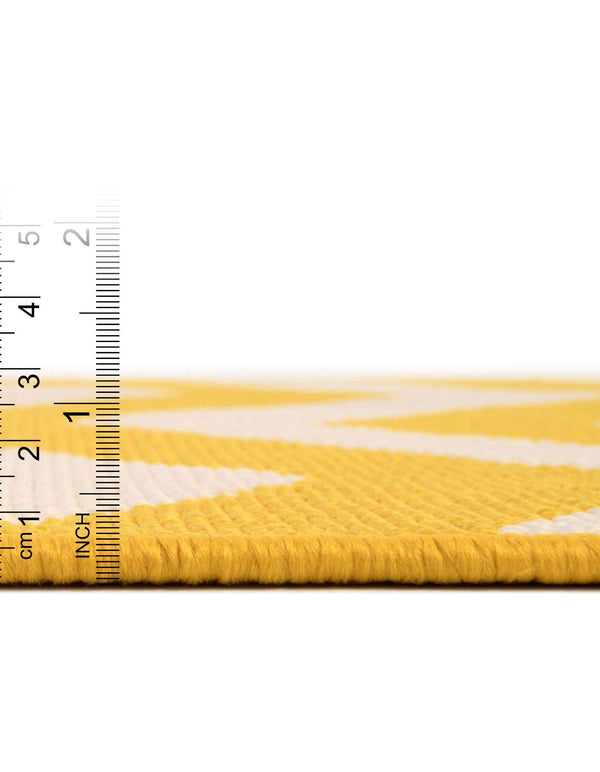 Unique Loom Outdoor Coastal Dalgalar Machine Made Chevron Rug Yellow, Ivory 5' 3" x 8' 0"