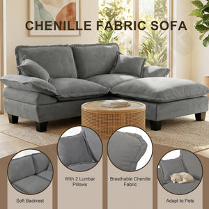 English Elm Modular U-shape Chenille Cloud Sectional with Sculptural Sailboat Arms Six Seats Grey W3163S00128