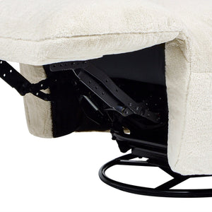 English Elm Jennifer Taylor Home - Rearden Oversized 35.5" Swivel Glider Recliner Chair in Pearl White Faux Sherpa Fur with Storage Pocket B2719P238499