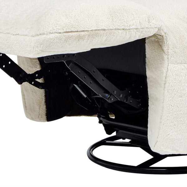 English Elm Jennifer Taylor Home - Rearden Oversized 35.5" Swivel Glider Recliner Chair in Pearl White Faux Sherpa Fur with Storage Pocket B2719P238499