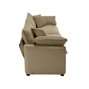 English Elm Modern Two-Piece Sofa Set: Cozy Single Chair & 3-Seater In Tan Corduroy For Stylish Living Spaces W714S00789