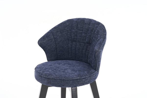 English Elm 008-Wing Upholstered Swivel Counter Stools Set of 2 with Solid Wood Legs, Chenille Comfort & 250lb Capacity Blue W2636P239837