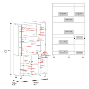 English Elm White Tall Kitchen Pantry Cabinet with Microwave Shelf Open and Enclosed Storage B062S01856