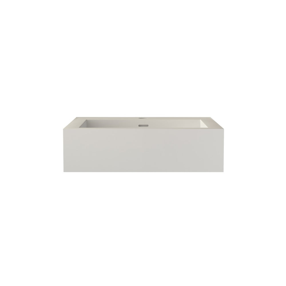 English Elm Bathroom Square Solid Surface Vessel Basin Matte Finish Minimalist Vanity Sink T3785P491214
