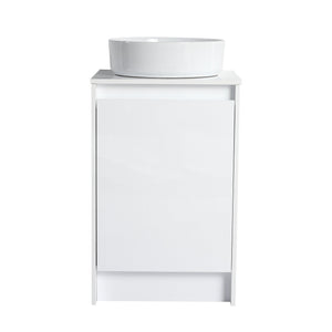 English Elm 32" Modern Freestanding Bathroom Vanity With Art Ceramic Sink & Small Storage Cabinet - Glossy White W999S00432