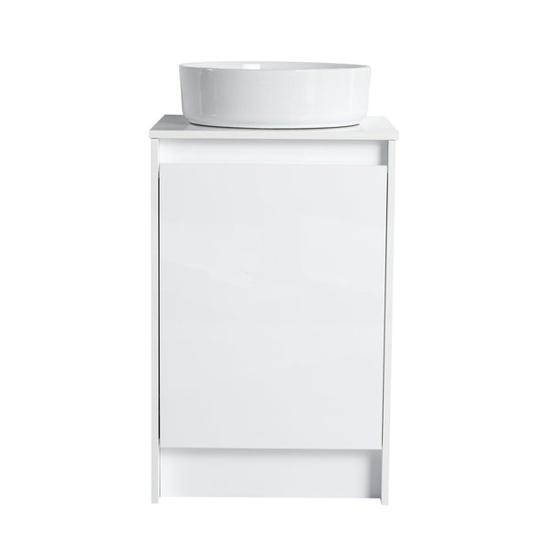 English Elm 32" Modern Freestanding Bathroom Vanity With Art Ceramic Sink & Small Storage Cabinet - Glossy White W999S00432