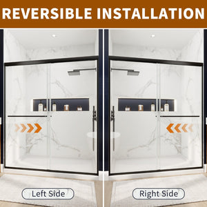 English Elm 50in. Barn Style Sliding Shower Door Matte Black Anodized Frame with Tempered Clear Glass W637123851