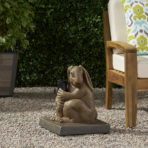 English Elm Christopher Knight Home® - RABBIT Light Brown Umbrella Base — Handcrafted Lightweight Concrete with Iron Tube, 13.5" Sq, Durable 67767.00LBRN
