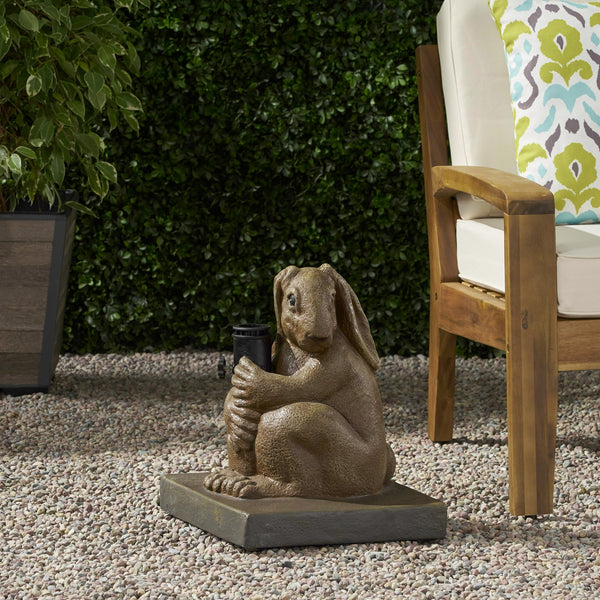 English Elm Christopher Knight Home® - RABBIT Light Brown Umbrella Base — Handcrafted Lightweight Concrete with Iron Tube, 13.5" Sq, Durable 67767.00LBRN