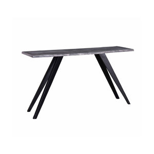 English Elm Industrial 60" Acacia Wood Console Table with Live Edge Gray Top, Powder-Coat Metal Angled Legs, Modern Rustic Decor B011S01088