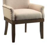 English Elm Beige and Salvage Brown Arm Chair With Nailhead Trim