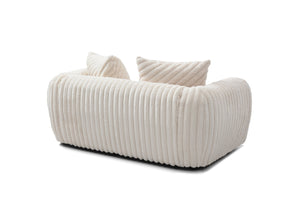 English Elm Cancun White Bouclé Loveseat G00932A-L with 2 Back Pillows, Plush Upholstery, Durable Frame Comfort B078S00627