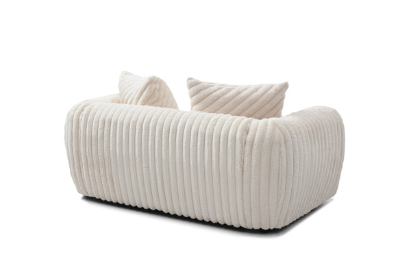 English Elm Cancun White Bouclé Loveseat G00932A-L with 2 Back Pillows, Plush Upholstery, Durable Frame Comfort B078S00627