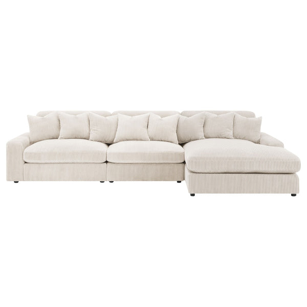 English Elm Cassidy Three Piece Corduroy Sectional with Lounge Unit for Cozy Living Spaces B062S01421