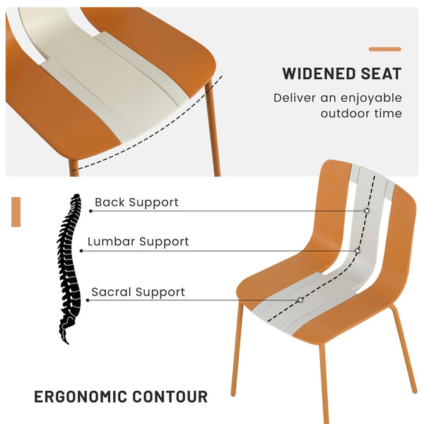 English Elm Holiday Stackable Polypropylene Side Chair Set of Four for Indoor Outdoor Dining Beige,Tropical Orange,White W3450P447383