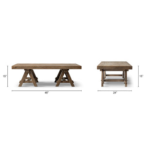 English Elm Hawthorne Reclaimed Elm Trestle Coffee Table Solid Wood Farmhouse Living Room Accent Brown B2719P474449
