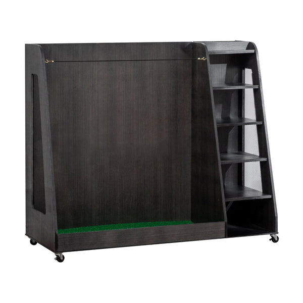 English Elm Gray Wooden Golf Organizer Rack with Drawers for Garage Club Bag Shoe Storage Gray W1422P296368