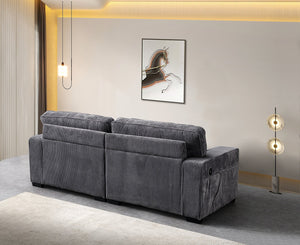 English Elm LOVESEAT, Velvet Upholstery with Foam-Wrapped Coil Cushions and Adjustable Headrests for Comfort and Durability Gray B205S00053
