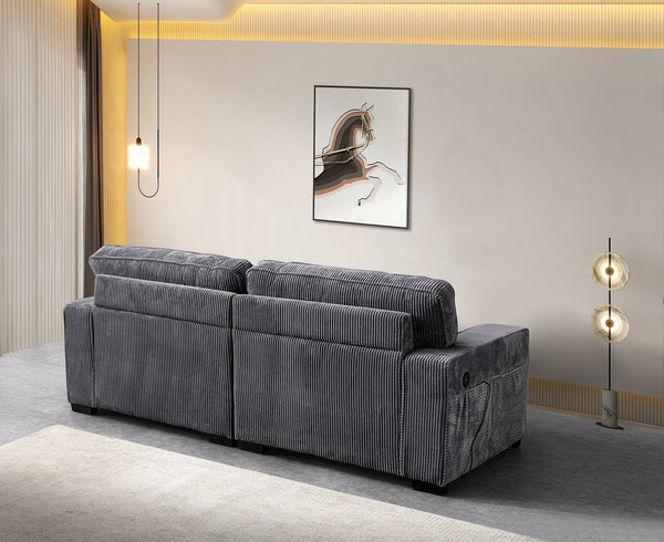 English Elm LOVESEAT, Velvet Upholstery with Foam-Wrapped Coil Cushions and Adjustable Headrests for Comfort and Durability Gray B205S00053