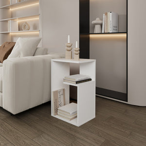 English Elm Side Table Sallis - Modern White Accent Table With Open Shelf For Living Room, Bedroom & Entryway B092P309173-GIGA