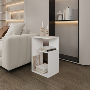 English Elm Side Sallis Modern Engineered Wood End Table with Open Shelf, Lightweight Portable Space-Saving Accent (24.9H) White B092P309173