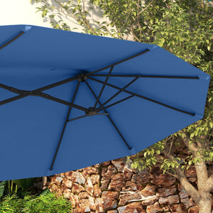 English Elm Outsunny 9.5 Ft Double Sided Patio Umbrella with Vented Steel Frame Crank Tilt W2225P485595