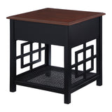 OSP Home Furnishings Oxford Side Table with Drawer Black Frame / Cherry Top