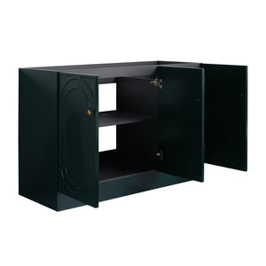 English Elm 48" Modern Freestanding Bathroom Vanity with Integrated Basin, Adjustable Shelf & 3 Metal Handles Dark Green W999P241075