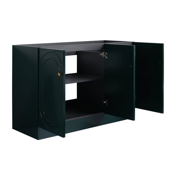 English Elm 48" Modern Freestanding Bathroom Vanity with Integrated Basin, Adjustable Shelf & 3 Metal Handles Dark Green W999P241075