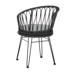 English Elm Christopher Knight Home® - TAVON Woven Rattan Dining Chairs (2-Pack) with Gray Cushions, Sturdy Iron Frame, 300 lb Capacity N762P240772E